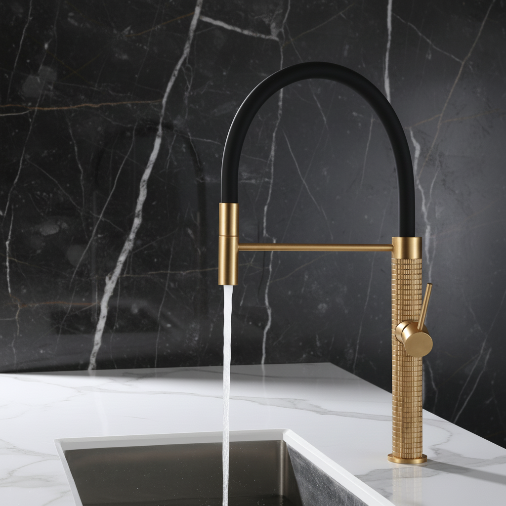 Angelica Semi-Professionele Keukenkraan β Uittrekbare Sproeikop β Geborsteld Goud