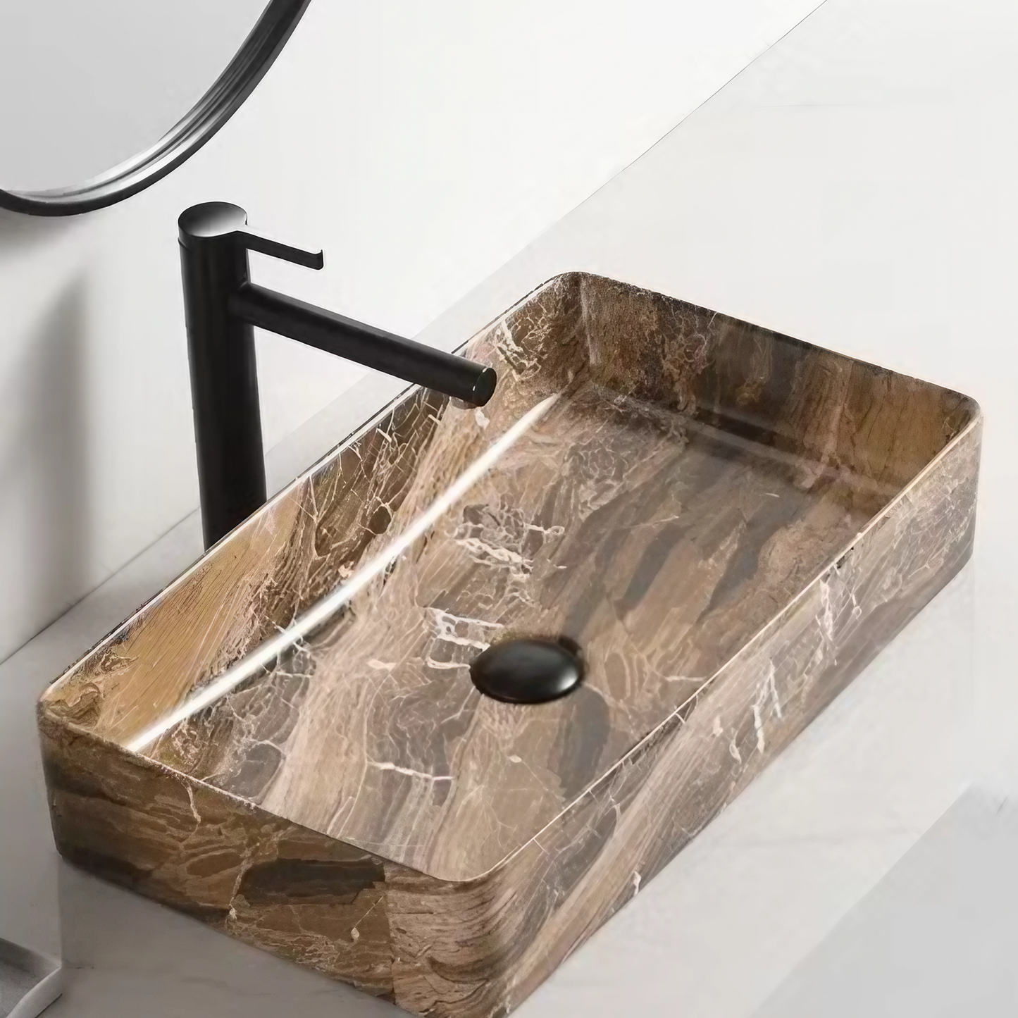 Opzet Waskom - Isabella - Bruin Marmer - 610x350x110mm