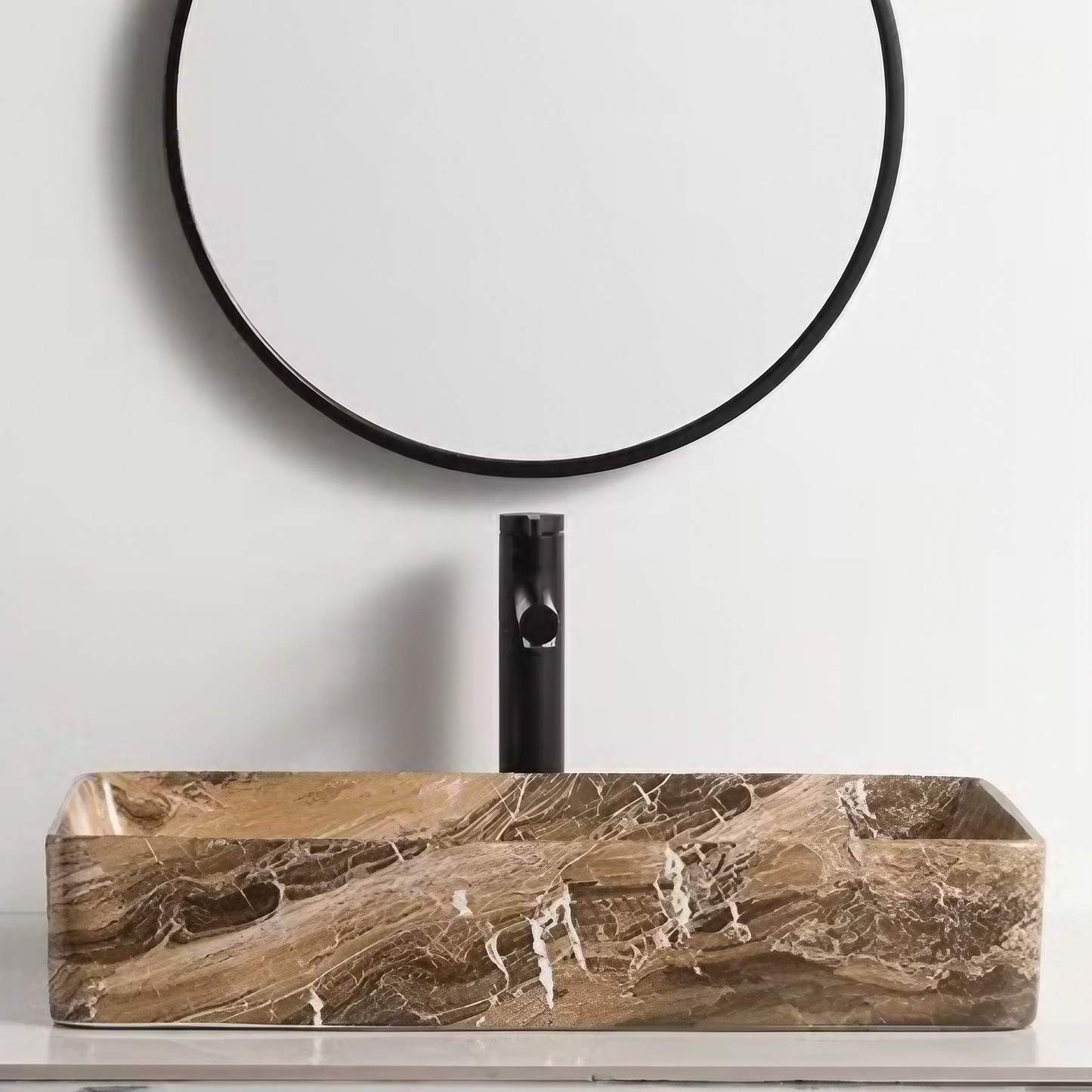 Opzet Waskom - Isabella - Bruin Marmer - 610x350x110mm
