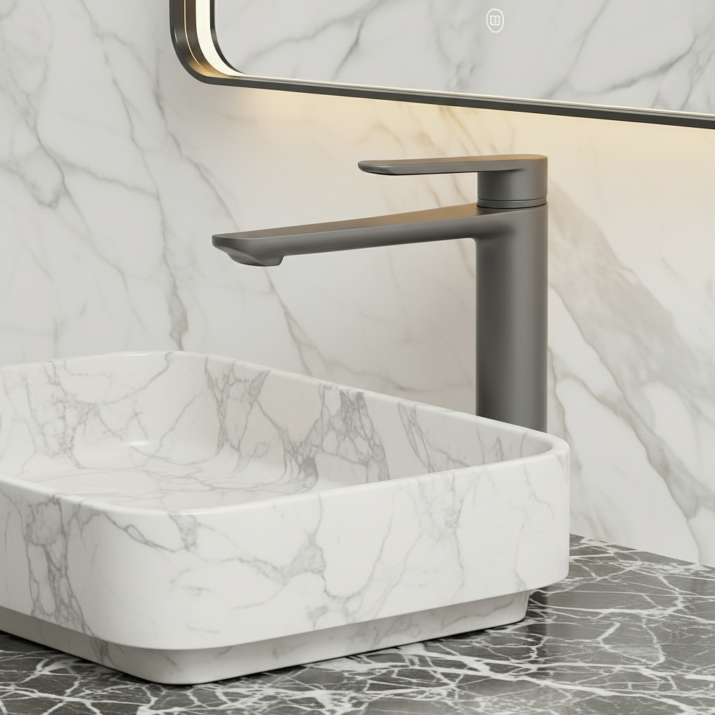 Diego Hoge Opbouw Wastafelkraan — Gunmetal Grey