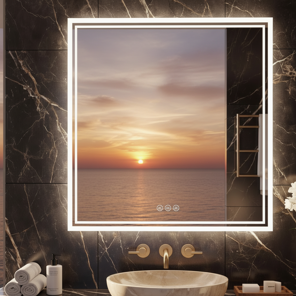 Miroir de salle de bain LED Nico — 80 x 80 cm