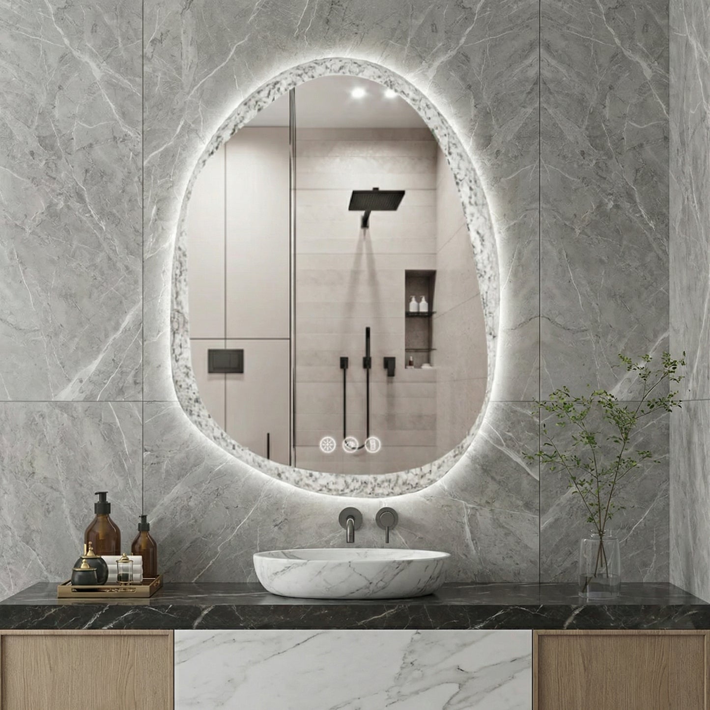 Miroir de salle de bain LED Design Aurelia — 60 × 80 cm