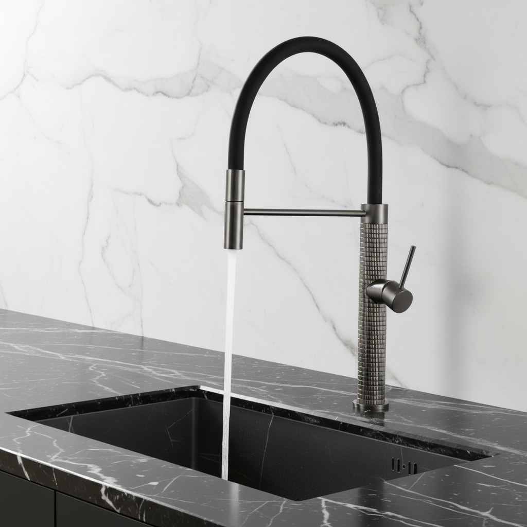 Semi-professionele Keukenkraan Angelica – Uittrekbare Uitloop – Gunmetal Grey - 52.9 × 24.9 × 5.5 cm