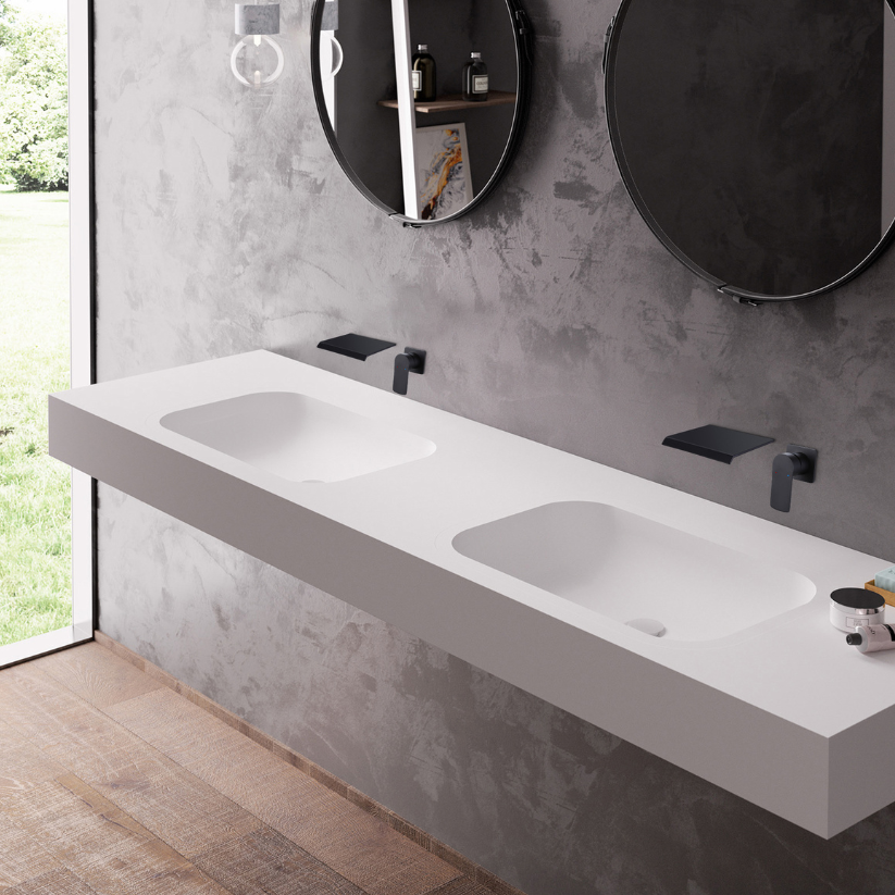 Inbouw wastafelkraan Louise - Mat zwart - Incl. inbouwdeel