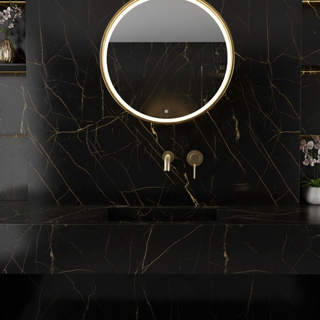 Inbouw wastafelkraan Angelica - Geborsteld goud - Incl. inbouwdeel - 23 × 20.5 × 10 cm