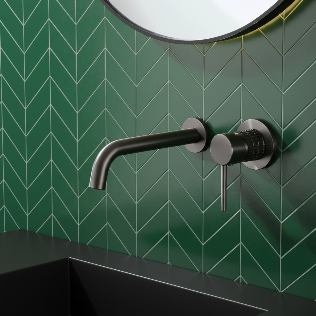 Inbouw wastafelkraan Angelica - Gunmetal grey - Incl. inbouwdeel - 23 × 20.5 × 10 cm