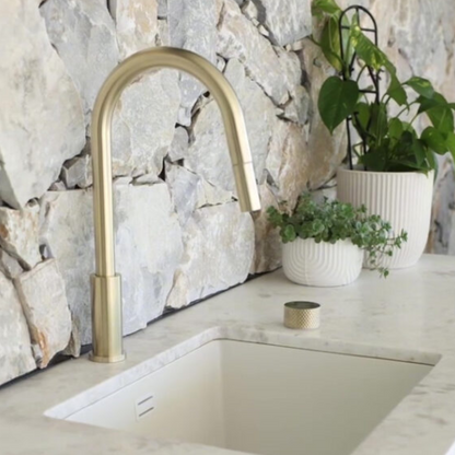 Keukenkraan Valencia – 2-Gats – Brushed gold