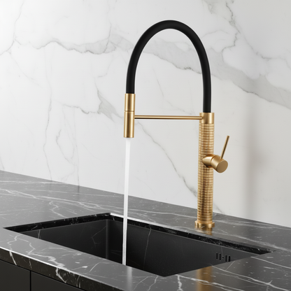 Semi-professionele Keukenkraan Angelica – Uittrekbare Uitloop – Geborsteld goud - 52.9 × 24.9 × 5.5 cm
