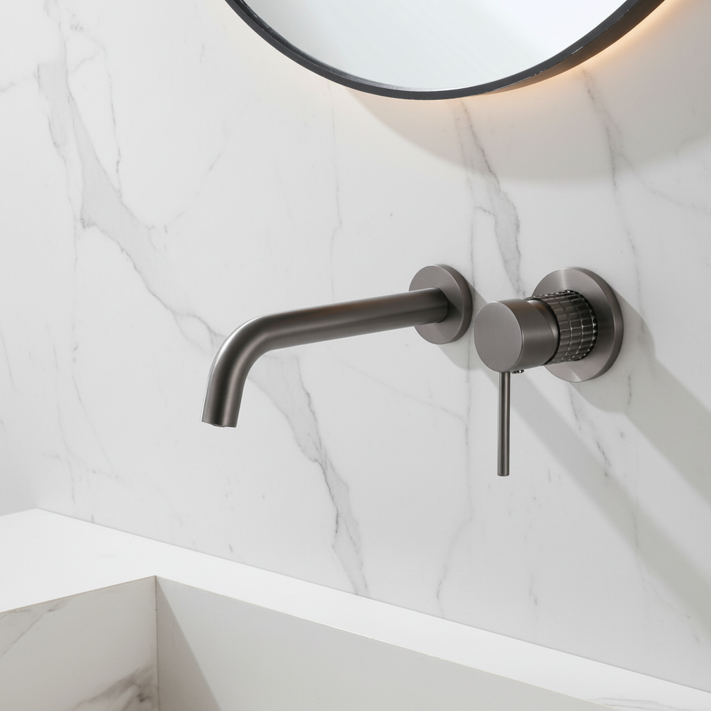 Inbouw wastafelkraan Angelica - Gunmetal grey - Incl. inbouwdeel - 23 × 20.5 × 10 cm