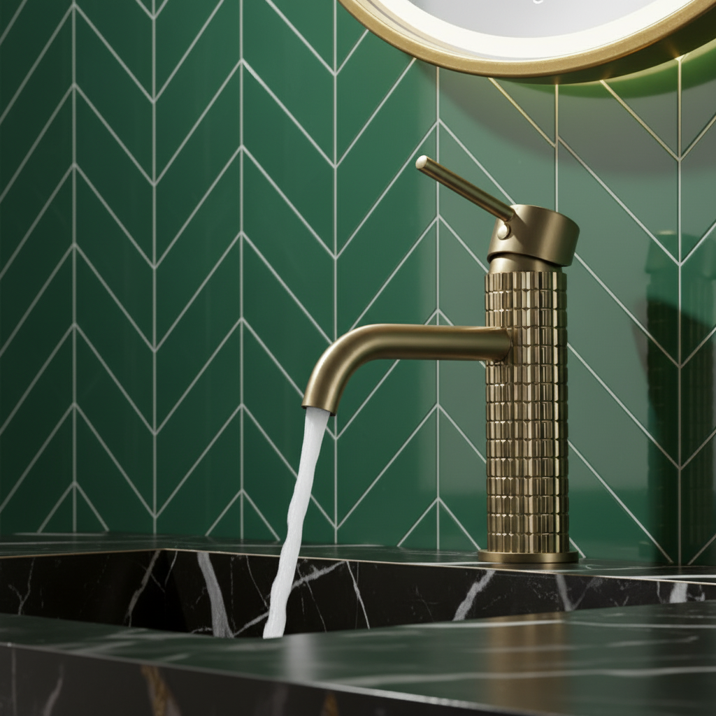 Opbouw wastafelkraan Angelica - Geborsteld goud - 15.9 × 12.2 × 5.5 cm