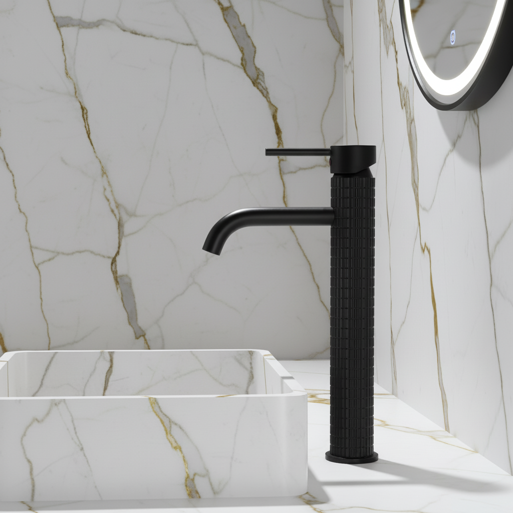 Hoge wastafelkraan Angelica - Mat zwart - 30,5 × 5,5 × 19 cm