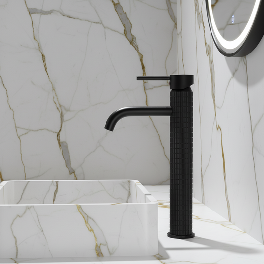 Hoge wastafelkraan Angelica - Mat zwart - 30,5 × 5,5 × 19 cm