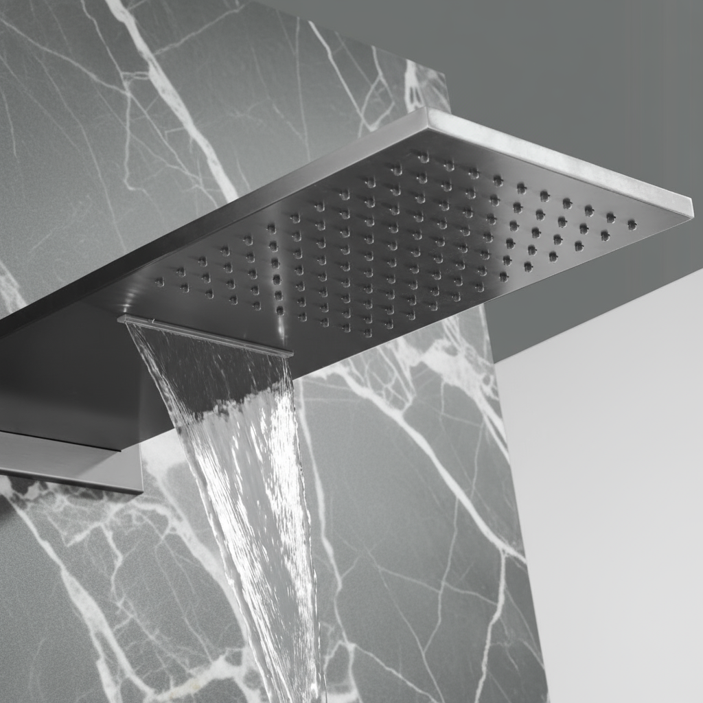 Thermostatische Inbouw Regendoucheset Isabella - Waterval - Gunmetal grey - Incl. inbouwdeel