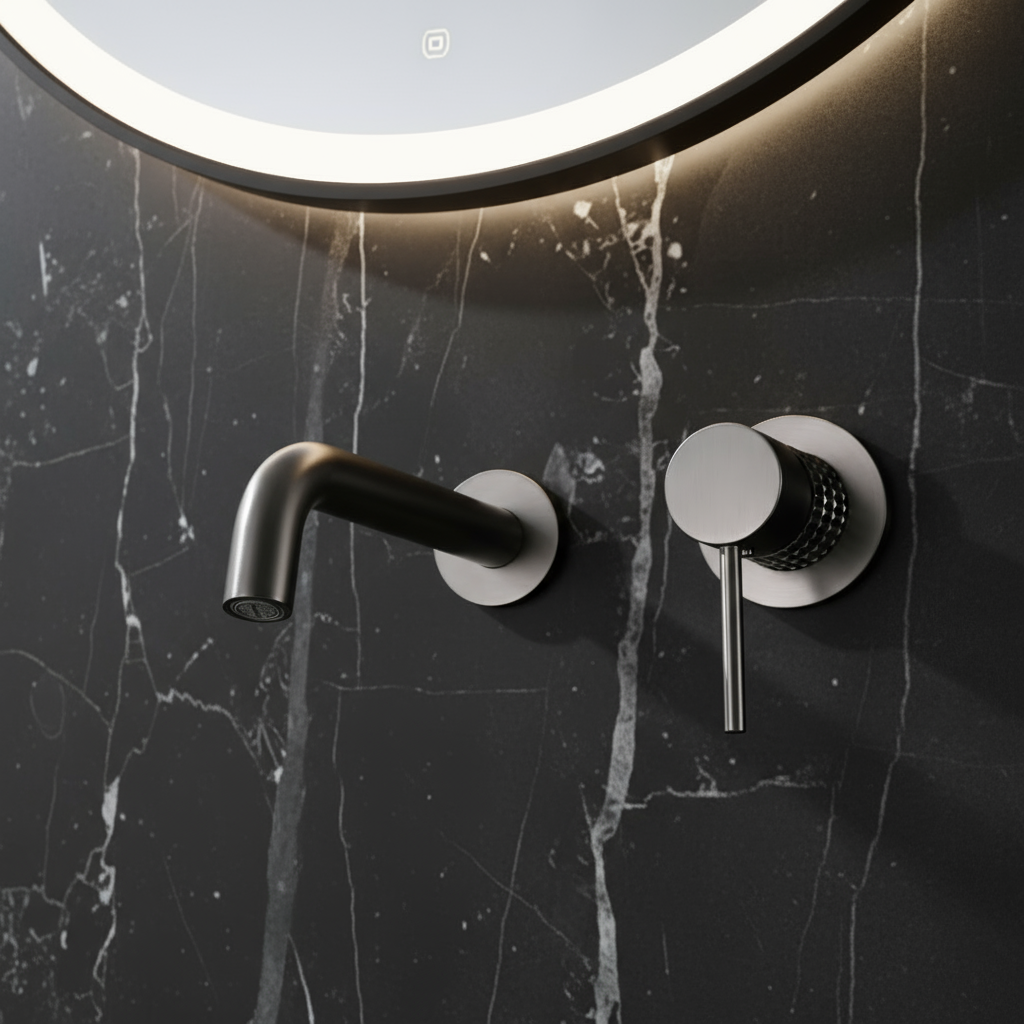 Inbouw wastafelkraan Angelica - Gunmetal grey - Incl. inbouwdeel - 23 × 20.5 × 10 cm