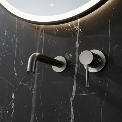 Inbouw wastafelkraan Angelica - Gunmetal grey - Incl. inbouwdeel - 23 × 20.5 × 10 cm