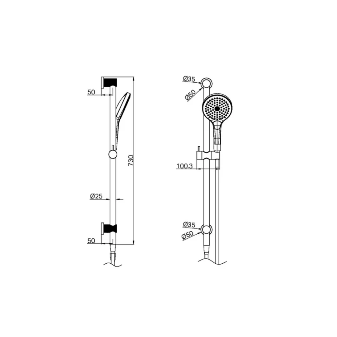 Thermostatiche inbouw regendoucheset Valencia - Air shower II - Brushed bronze
