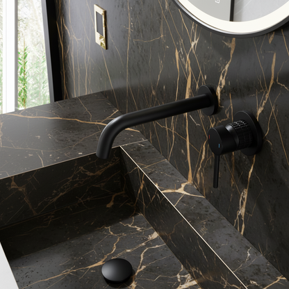 Inbouw wastafelkraan Angelica - Mat zwart - Incl. inbouwdeel - 23 × 20.5 × 10 cm