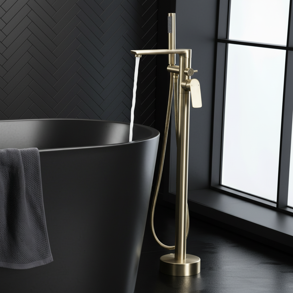 Vrijstaande badkraan Emilia - Geborsteld goud - 88 × 22 × 16 cm