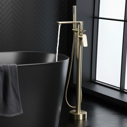 Vrijstaande badkraan Emilia - Geborsteld goud - 88 × 22 × 16 cm