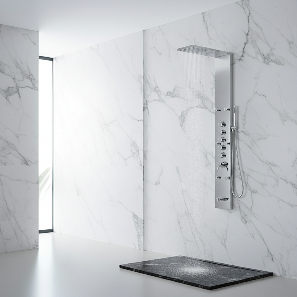 Douchepaneel Nana – Waterval – Massagejets – Chroom- 150 × 20 × 60 cm