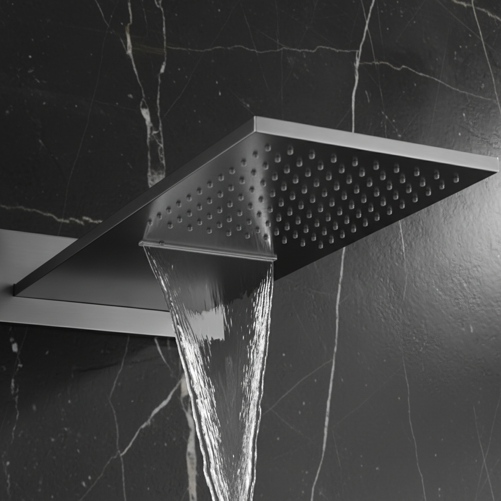 Thermostatische Inbouw Regendoucheset Isabella - Waterval - Gunmetal grey - Incl. inbouwdeel