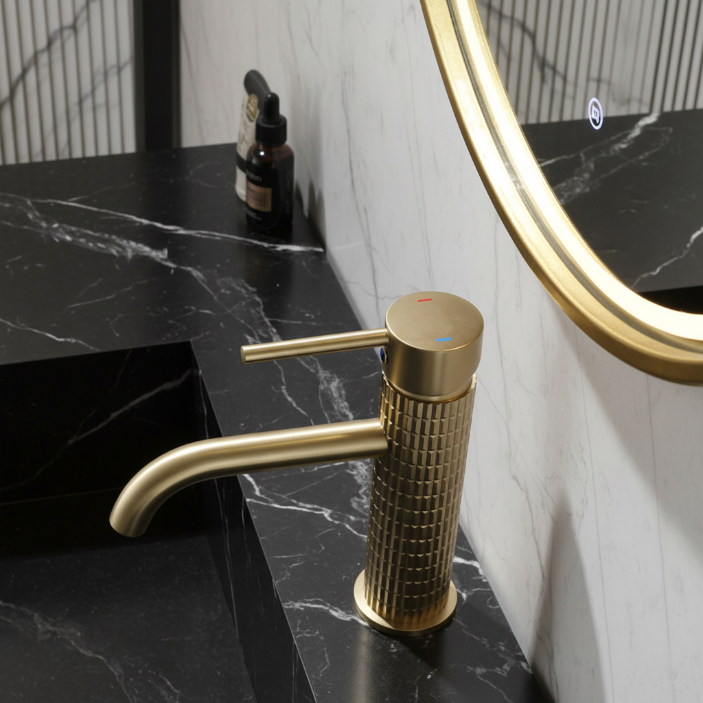 Opbouw wastafelkraan Angelica - Geborsteld goud - 15.9 × 12.2 × 5.5 cm