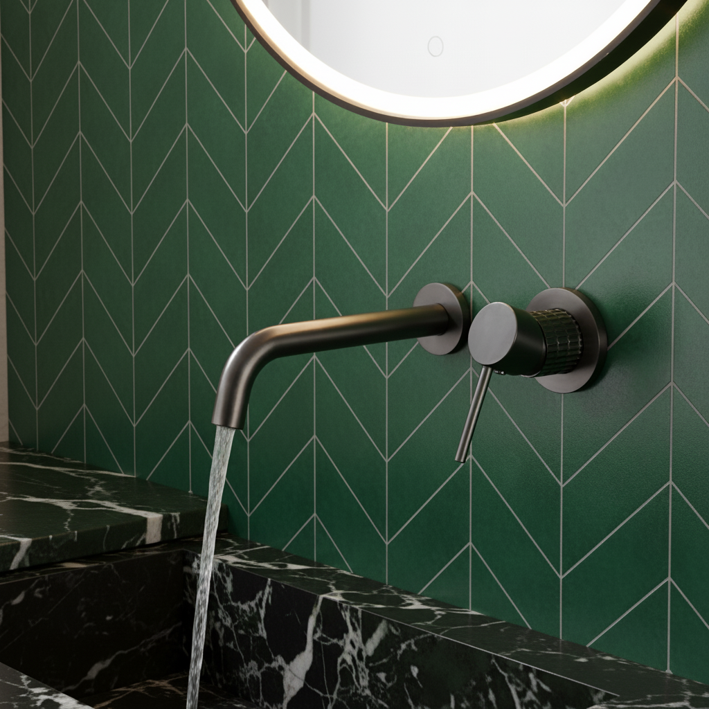 Inbouw wastafelkraan Angelica - Gunmetal grey - Incl. inbouwdeel - 23 × 20.5 × 10 cm