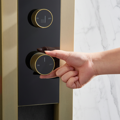 Thermostatisch Douchepaneel Marcelo – Digitale Display - Geborsteld goud - 182 × 40 × 52 cm