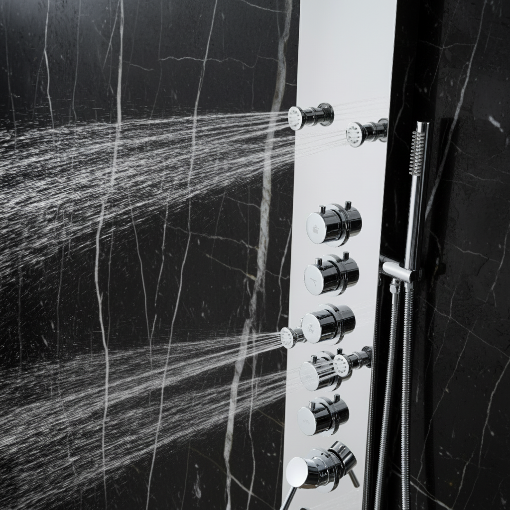 Douchepaneel Nana – Waterval – Massagejets – Chroom- 150 × 20 × 60 cm