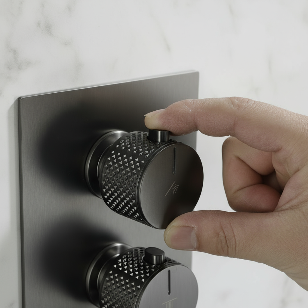 Thermostatische Inbouw Regendoucheset Isabella - Waterval - Gunmetal grey - Incl. inbouwdeel