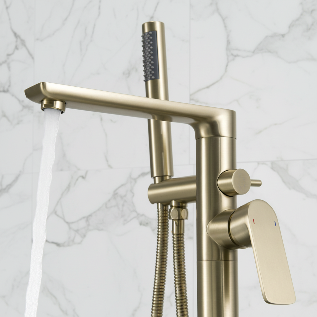 Vrijstaande badkraan Emilia - Geborsteld goud - 88 × 22 × 16 cm