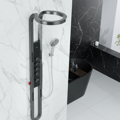 Thermostatisch Douchepaneel Marcelo – Digitale Display - Gunmetal Grey - 182 × 40 × 52 cm