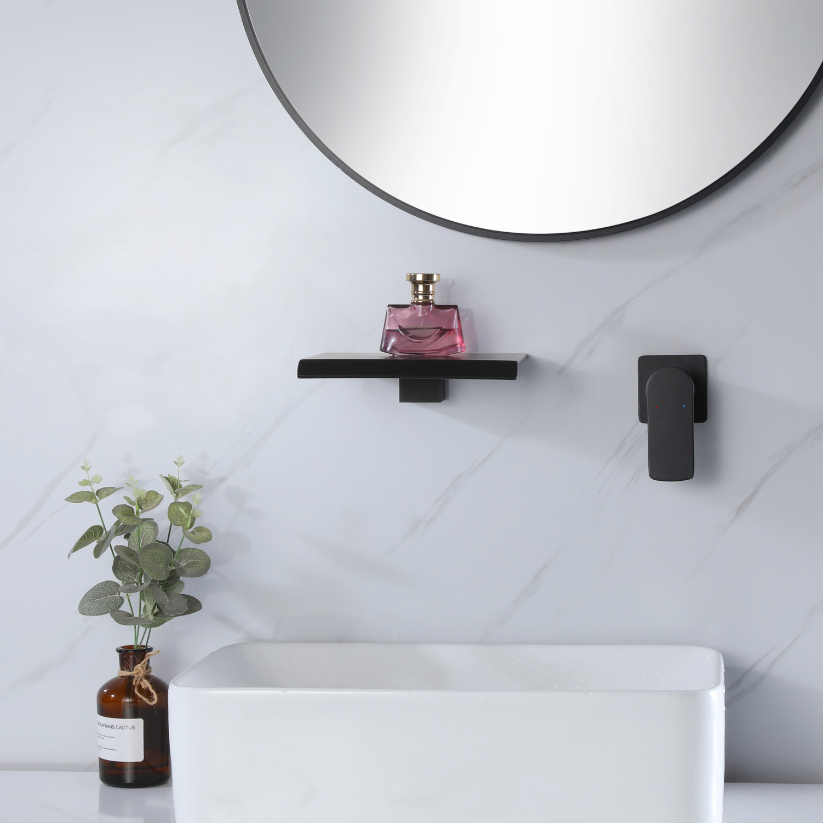 Inbouw wastafelkraan Louise - Mat zwart - Incl. inbouwdeel