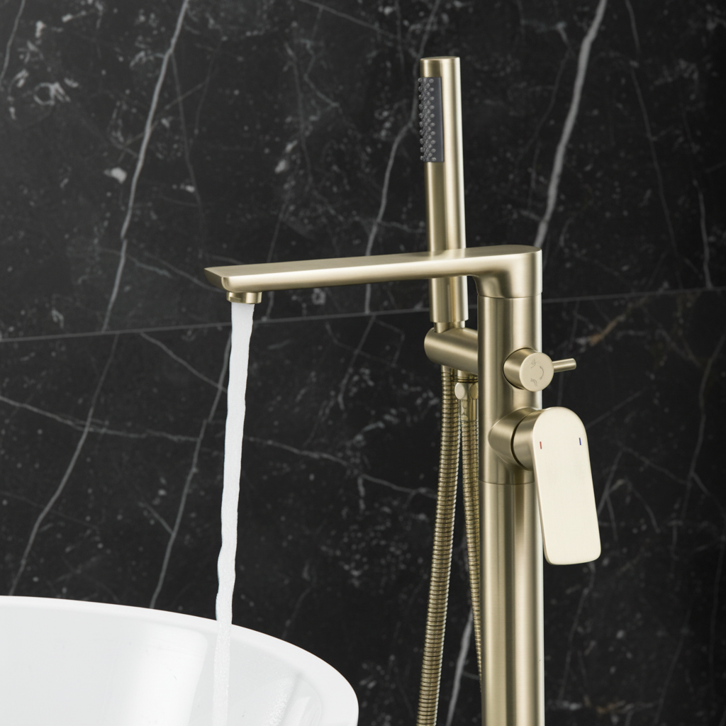 Vrijstaande badkraan Emilia - Geborsteld goud - 88 × 22 × 16 cm