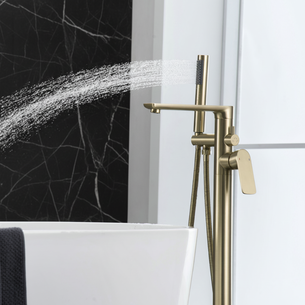 Vrijstaande badkraan Emilia - Geborsteld goud - 88 × 22 × 16 cm