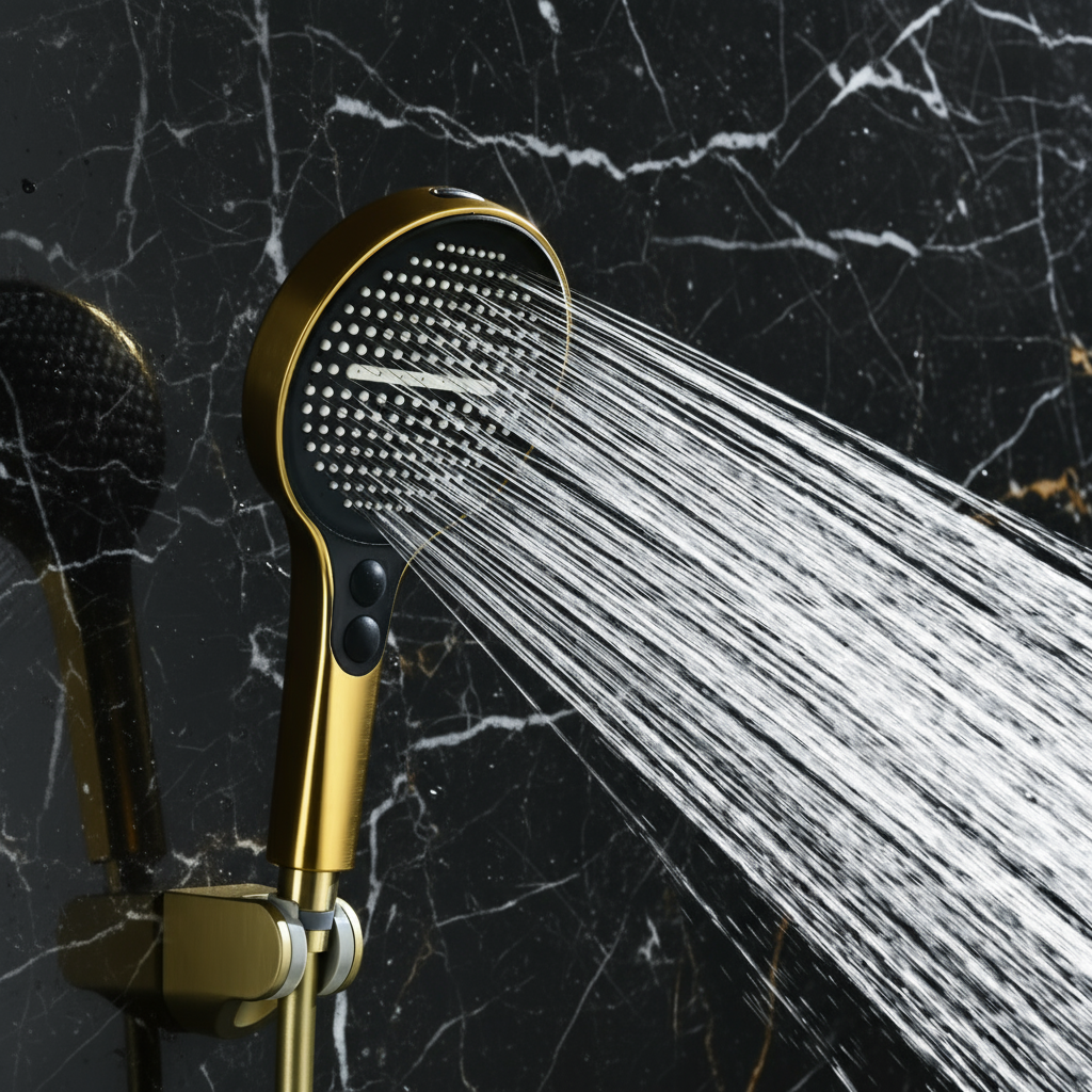 Douchepaneel Elena - LED - Digitaal display - Geborsteld goud - 145 × 18 × 65 cm