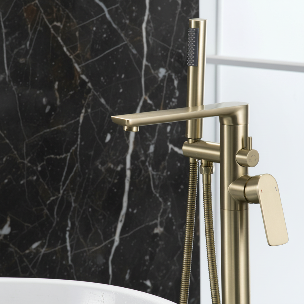 Vrijstaande badkraan Emilia - Geborsteld goud - 88 × 22 × 16 cm