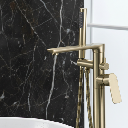 Vrijstaande badkraan Emilia - Geborsteld goud - 88 × 22 × 16 cm