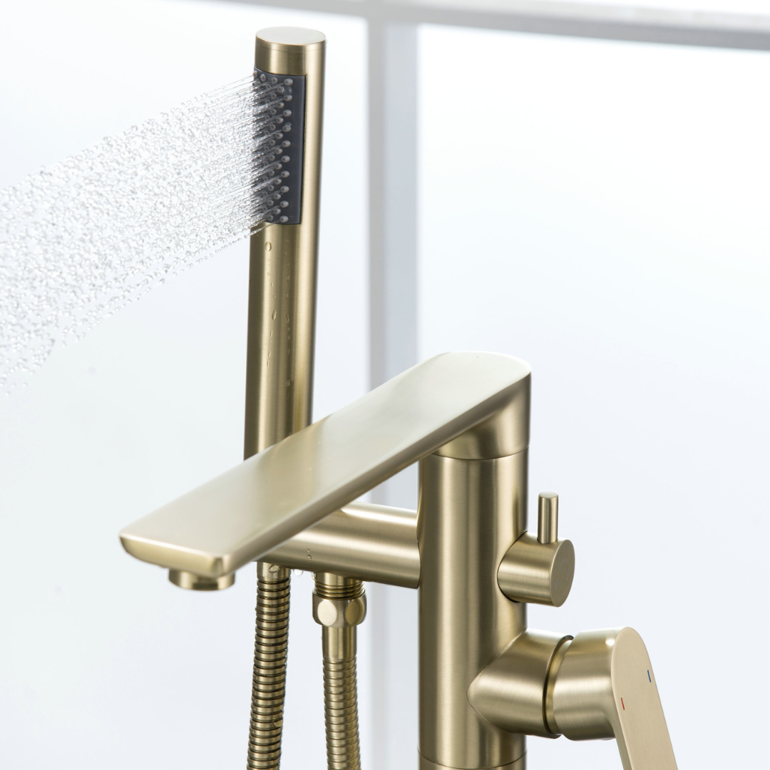 Vrijstaande badkraan Emilia - Geborsteld goud - 88 × 22 × 16 cm