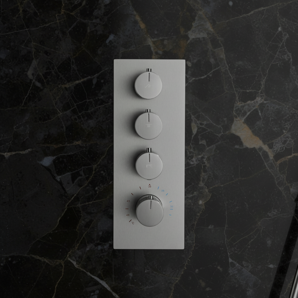 Thermostatische Inbouw Regendoucheset Isabella - Waterval - Gunmetal grey - Incl. inbouwdeel