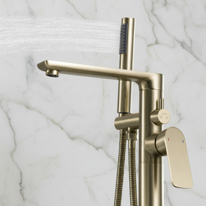 Vrijstaande badkraan Emilia - Geborsteld goud - 88 × 22 × 16 cm