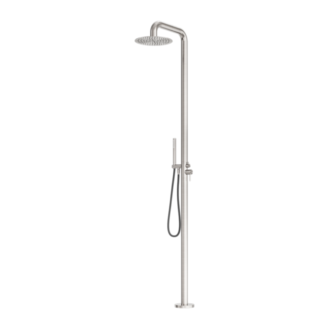 Buitendoucheset Capri – Vrijstaand – Regendouche & Staafhanddouche - Brushed nickel