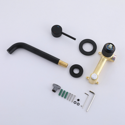 Inbouw wastafelkraan Angelica - Mat zwart - Incl. inbouwdeel - 23 × 20.5 × 10 cm