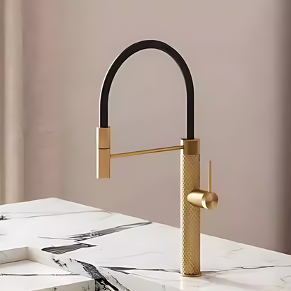 Semi-professionele Keukenkraan Angelica – Uittrekbare Uitloop – Geborsteld goud - 52.9 × 24.9 × 5.5 cm