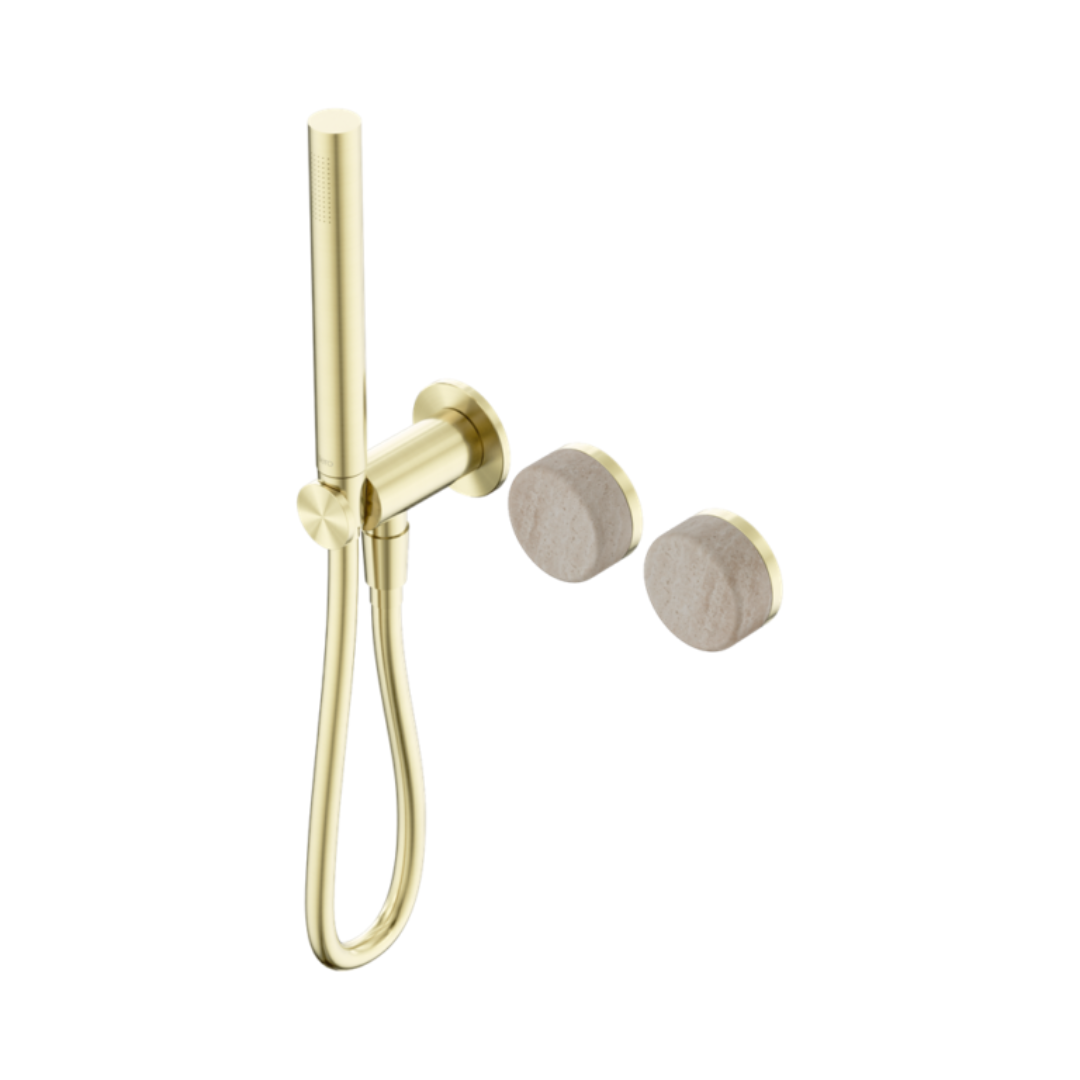 Inbouw douchemengkraan – Sorrento – Rome Travertine – Staafhanddouche – Zonder achterplaat – Brushed gold