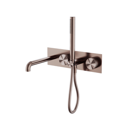 Inbouw badmengkraan Valencia - Staafhanddouche en uitloop - Brushed bronze