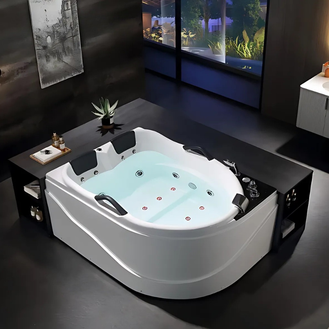 Hoekbad Massagebad – Oliver – Glans Wit – 176x123x82 cm