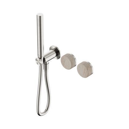 Inbouw douchemengkraan – Sorrento – Rome Travertine – Staafhanddouche – Zonder achterplaat – Brushed nickel