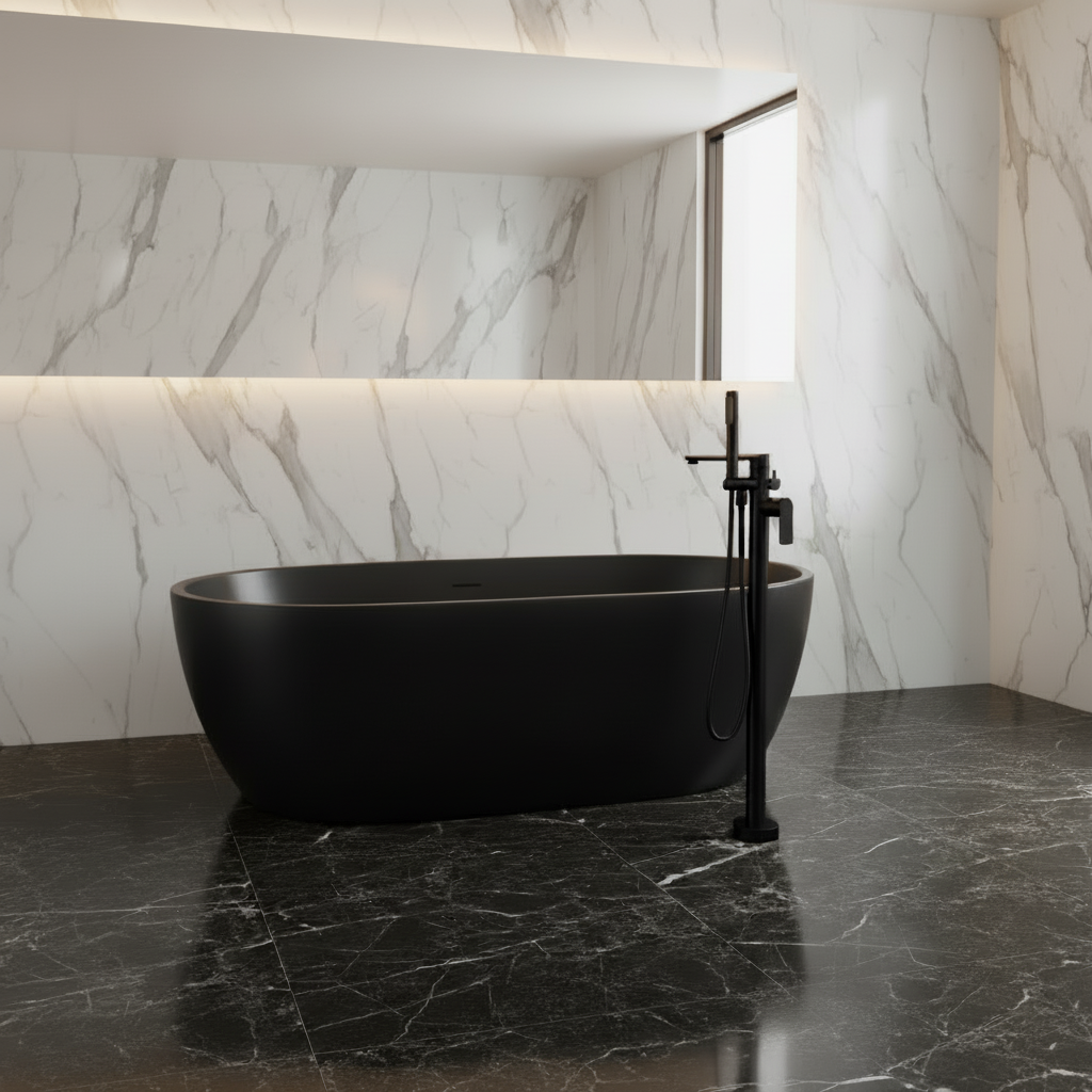 Vrijstaande badkraan Emilia - Mat zwart - 88 × 22 × 16 cm