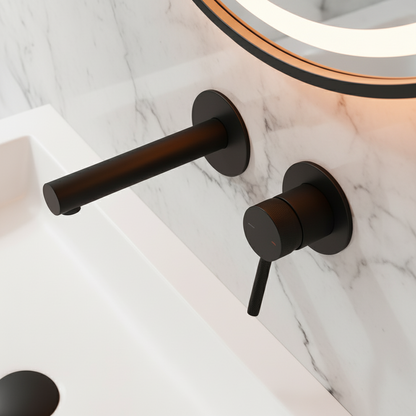 Inbouw wastafelkraan Taylor - Mat zwart - Incl. inbouwdeel - 8 × 12 × 16,5 cm